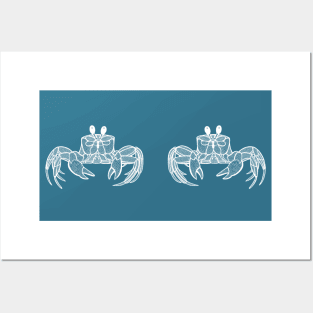 Ghost Crabs in Love - cute and fun animal design - on blue Posters and Art